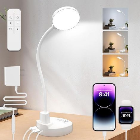 Lampe de Bureau LED 15W avec Télécommande, Ports de Charge USB-A et USB-C (1/5)