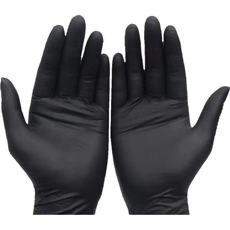 gants Bote De 100 (l, Noir) Gants Usage Unique, Sans Poudre, Sans Latex, Non Striles, Mdicaux, Pour Tatouage (1/4)