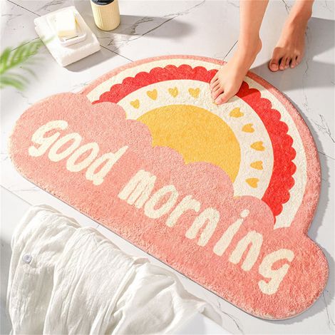 Tapis De Salle De Bain - Semi-Circulaire - 50 X 80 Cm - Absorbant - Antidérapant - Pour Toilette Et Entrée - 1 Pièce (1/3)