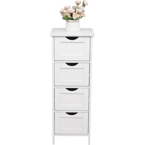 Badezimmerschrank mit 4 Schubladen aus weiß pulverlackiertem MDF (1/5)
