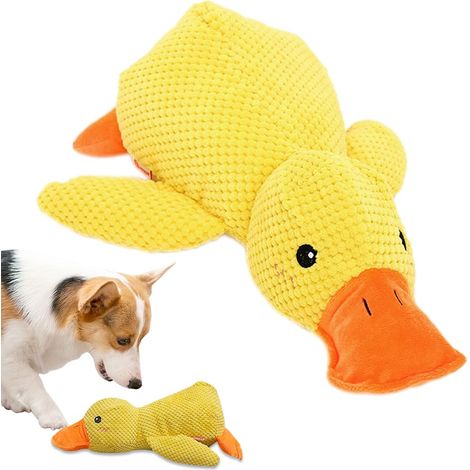 Anatra calmante, giocattolo a forma di paperella gialla, peluche per cani, giocattolo per animali domestici (45 cm, L) (1/5)