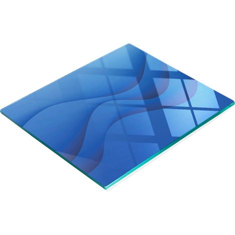 Tagliere e vassoio decorativo in vetro con motivo a onde astratte, 60x52 cm (1/5)