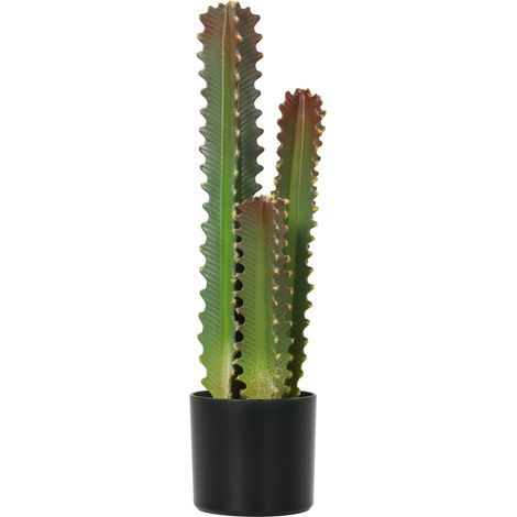 Cactus artificial decorativo de 66 cm con maceta y 3 hojas verdes, ideal para la decoración interior. (1/5)