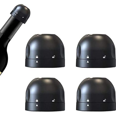 4-teiliges Set Silikon-Wein- und Champagnerflaschenverschlüsse – Wiederverwendbarer Vakuumierer zum Frischhalten von Wein (1/5)