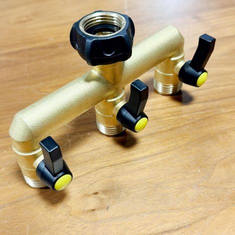 Distributeur 3 voies en laiton – Raccord tuyau arrosage – 3 sorties, compatible lave-linge