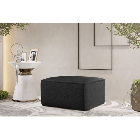 Polsterhocker Designerhocker CELES PREMIUM 65x65 cm Stoff Ascot Bukla Schwarz (1/3)