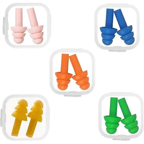 5 Paires Nageur Bouchons d'Oreille, Bouchons Imperméables en Silicone Réutilisables, Bouchons d'oreilles Mixte Adulte, pour Piscine, Mer, Bain, Sports Aquatiques (1/5)