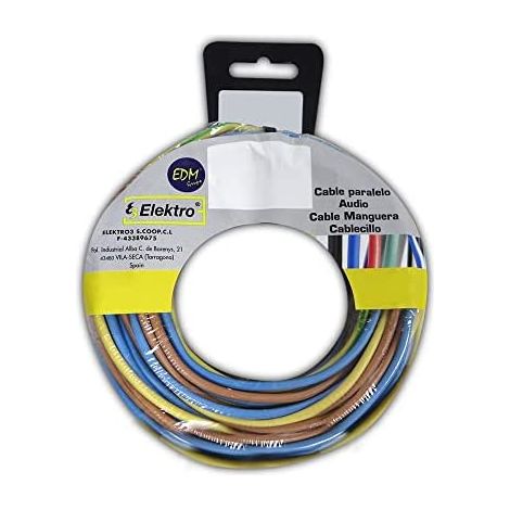 CARRETE CABLECILLO FLEXIBLE 2,5mm 3 CABLES (AZ-M-T) 5m POR COLOR TOTAL 15m (1/5)