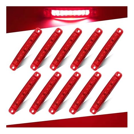 Feu Latéral Rouge, 12-24V 3,9'' 9LED Côté LED Marquage Léger Camion Remorque Arrière Avant et Marquant le D'avertissement- Étanche (1/5)