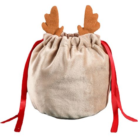 Sac de Noël à cordon avec bois de cerf, emballage cadeau, pochette de décoration de Noël, sac à cordonnet (1/5)