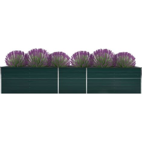 Lit surélevé de jardin Acier galvanisé 400x80x77 cm Vert vidaXL