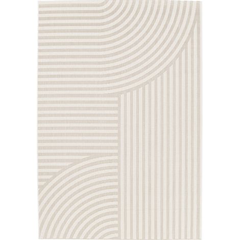 sweeek - Indoor / Outdoor Teppich mit Bogenmuster beige, 100% recyceltes Polyester - 120 x 170 cm