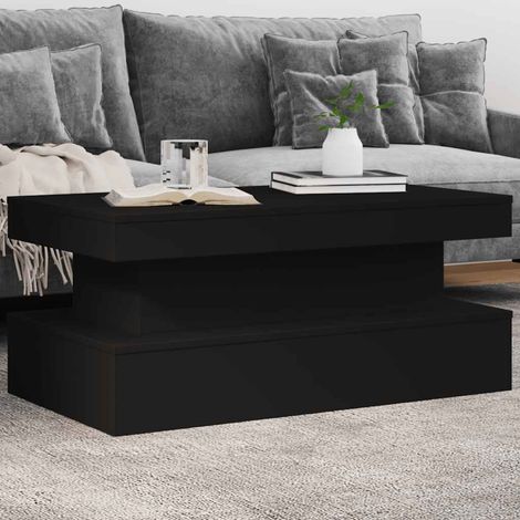 vidaXL Tavolino da Soggiorno con Luci LED Nero 90x50x40 cm