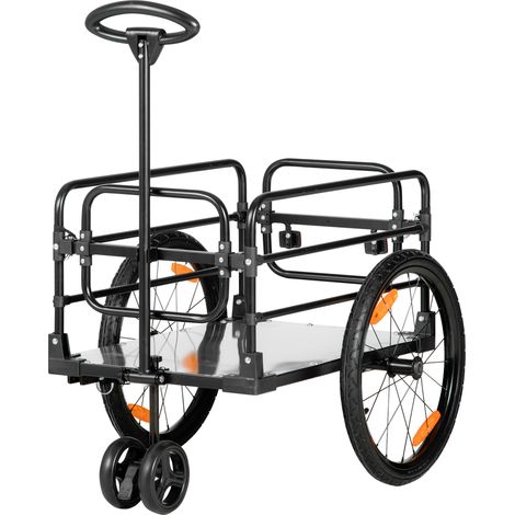 Remorque wagon cargo 130 x 64 x 103 cm acier noir et gris (1/5)