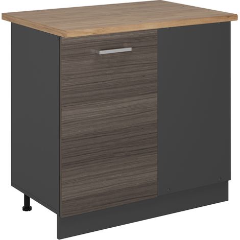 Mobile ad angolo cucina R-Line, Grigio nobile, 86 cm , PL Rovere, Vicco