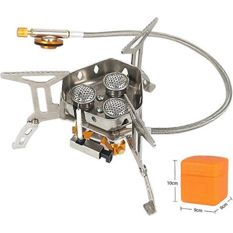 Réchaud à gaz pliable de camping 5800 W, coupe-vent, portable, à 3 brûleurs, idéal pour les pique-niques en extérieur et les voyages. (1/5)