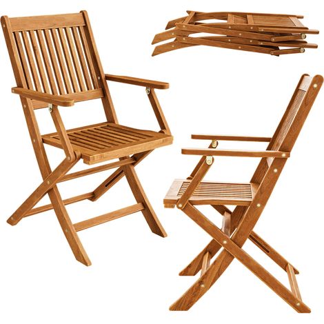 Deuba – Set de 2 chaises de jardin pliantes en bois d'acacia FSC – Accoudoirs arrondis – Pré-huilées – Dimensions 92x51 cm – Pour balcon et terrasse (1/5)