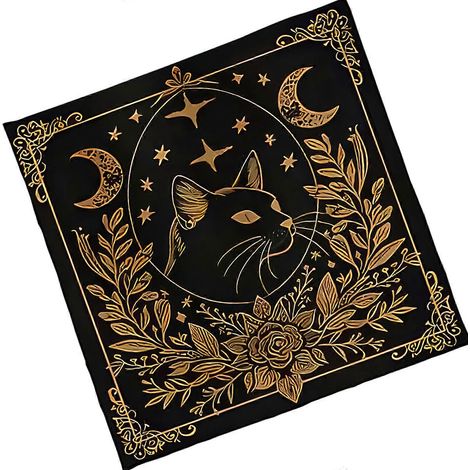 Nappe à motif d'étoiles et de fleurs, nappe pour autels, nappe pour cartes de divination, tapisserie facile d'utilisation, 75 x 75 cm (1/5)