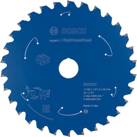 Lame de scie circulaire Bosch Expert pour acier inoxydable 140 x 1,5/1,2 x 20 30 dents (1/5)
