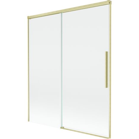 Mexen Rox mampara de ba帽o de 2 hojas correderas 140 x 150 cm, transparente, dorado cepillado - 8C9-140-001-55-00