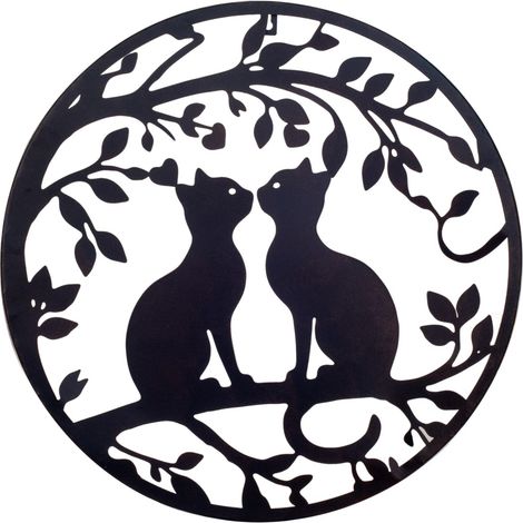 Signes Grimalt Figura De Gato Adorno Pared  Adorno Placas Metal Negro 1x50x50cm 37188