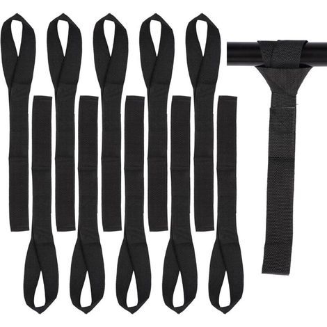 10 Pièces Sangles D'arrimage à Boucle Souple, 29.5 x 2.5 cm Sangle Moto Guidon, pour Motos, Bicyclette, Voiture, pour Le Transport et la Fixation de Cargaisons de Voitures et de Motos (Noir) (1/4)