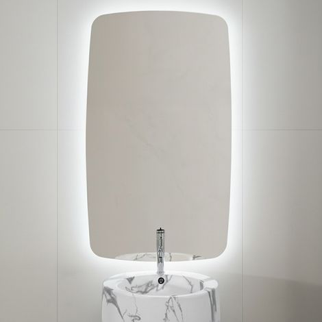 Specchio da parete retroilluminato 70x120 a filo lucido con angoli arrotondati – Aurea (1/4)
