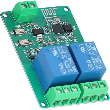 Module relais WiFi sans fil, carte de commande à distance, accessoire de commande, 5 V CC, 10 A, ESP82662 canaux (1/5)