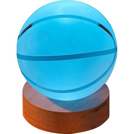 Ortviai Boule de Cristal Lumineuse 3D avec Gravure Intérieure, Effet Dégradé Coloré et Socle en Bois – Lampe Veilleuse décorative