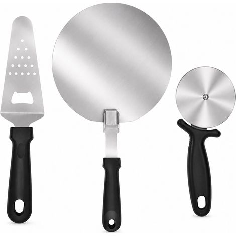 Set 3 Pezzi Accessori Pizza Spatola Pala e Taglierina Apribottiglie Integrato