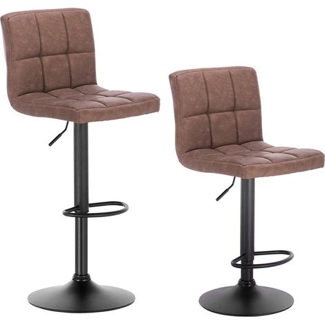 WOLTU Barhocker 2er Set Barstuhl Tresenhocker Bistrohocker Designer Hocker mit Rückenlehne, Kunstleder in Antiklederoptik höhenverstellbar drehbar Stahl Dunkelbraun (1/5)