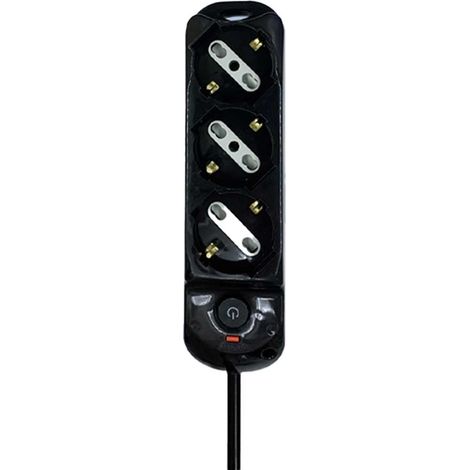 Multipresa Ciabatta Elettrica a 3 Posti 3 Prese Bipasso Schuko 10A/16A con Interruttore e Spina 10A Cavo 1.5 metri Nero (1/2)