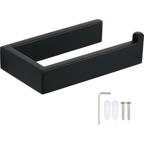 Dispensador de Papel Higiénico de Pared, Soporte para Rollo de Papel Higiénico de Acero Inoxidable para Baño o Cocina, 15CM, Negro Mate (1/5)