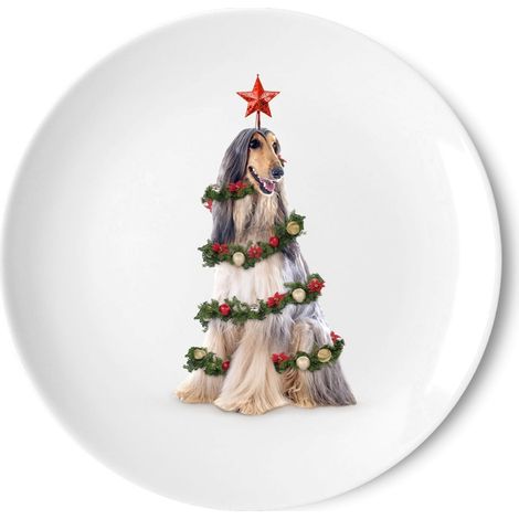 WD LifeStyle Piatto Panettone D 30,5 Cm Decoro Levriero Natalizio