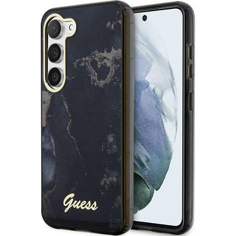 Estuche rígido Guess GUHCS23MHTMRSK S23+ S916 negro/negro Colección Mármol Dorado (1/5)