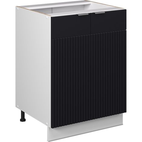Meuble bas de cuisine Fame-Line, Noir rayé, 60 cm sans plan de travail, Vicco (1/5)