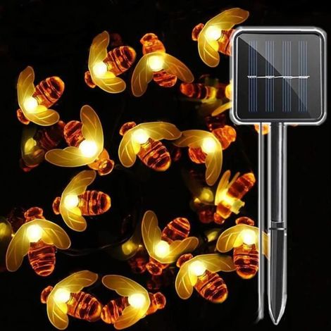 Guirlande Lumière Solaire Extérieur - Abeille - 5M 20 LED - Blanc chaud - Vintage (1/4)