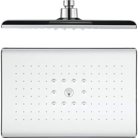 Tête de Douche, Rectangle Pommeau Douche Fixes ABS Tête de Douche Pluie Economie d'eau Haute Pression Pomme de Douche Pluie, G1/2" Connexion,Blanc (1/4)