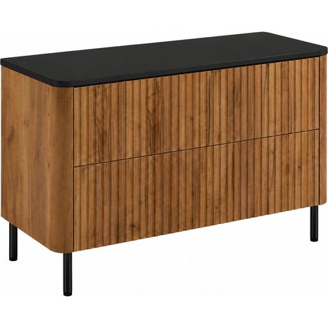 Mobile bagno Linea 100 cm, rovere craft, piano nero, gambe nere (1/5)
