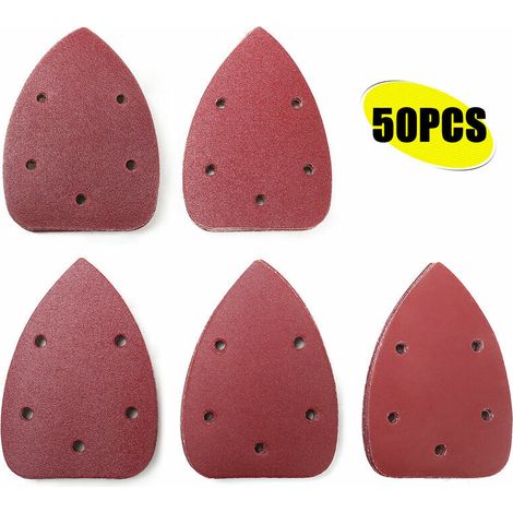 Feuille Papier de Verre 50 Pcs 140 x 140 x 100 mm, Grain 10 x 40-60-80-100-240, 5 Trous, Feuilles Abrasives - ASD2A (1/5)
