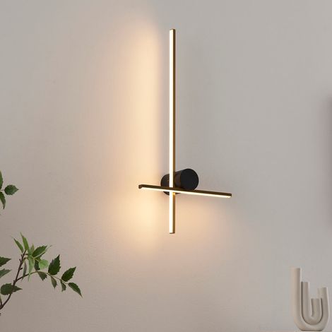 Große sich kreuzende Design LED-Wandleuchte Schwarz und Messing -Mallow