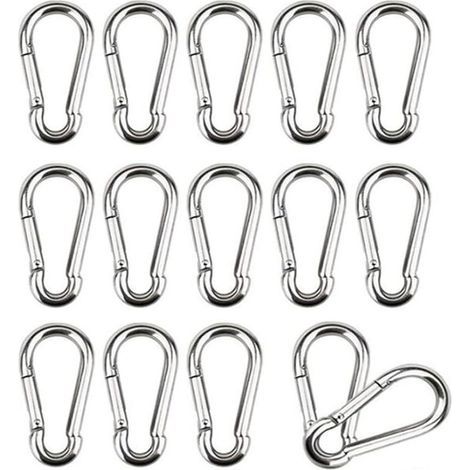 16 Pièces Mousquetons M4 Mousqueton INOX 304 Petit Mousqueton Boucle à Ressort Convient pour Suspendre Crochet Fixe 40 x 4 mm-Muntra (1/5)
