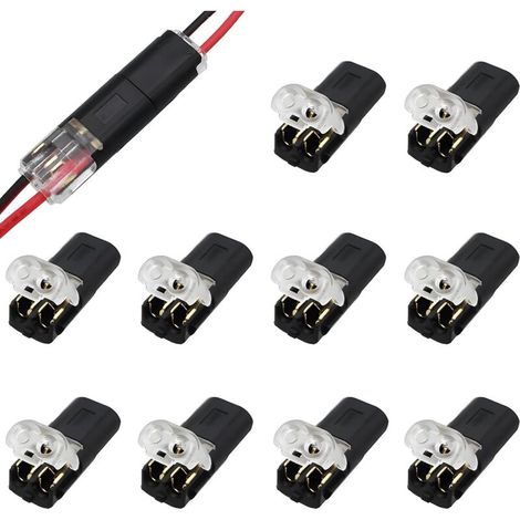 Connecteurs à Fil Basse Tension, 10 pièces 2 Broches Connecteur de Fil Electriques, Pour Câble 18-22 AWG