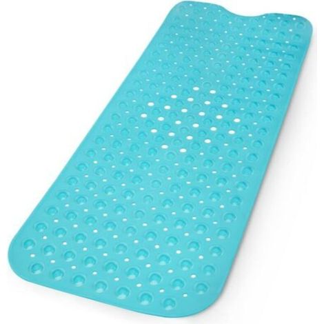 Tapis de bain – Tapis de bain antidérapant de qualité avec ventouses solides – Design élégant et durable de bain et baignoire – Lavable en machine, sans BPA (Bleu) (1/5)