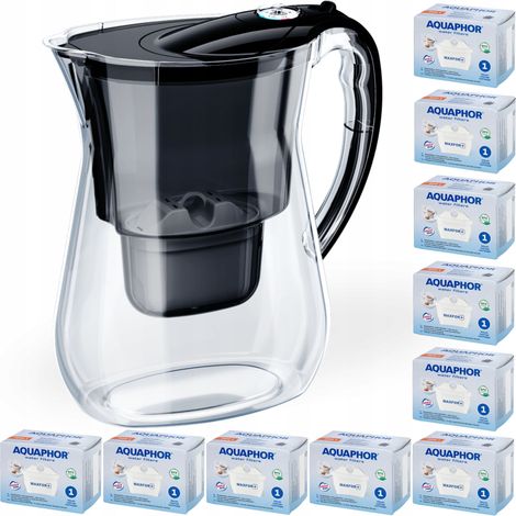Aquaphor lago Schwarzer 3,8-Liter-Wasserfilterkrug, 10 Maxfor+-Filterkartuschen (1/5)