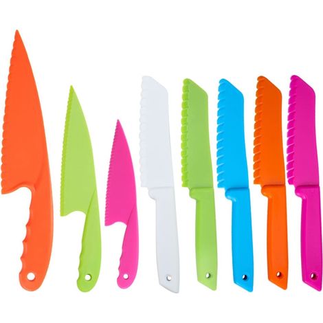 8 Pièces Couteaux de Cuisine Enfant Sécurisés en Nylon pour Fruits Légumes Pain - Set Chef Junior