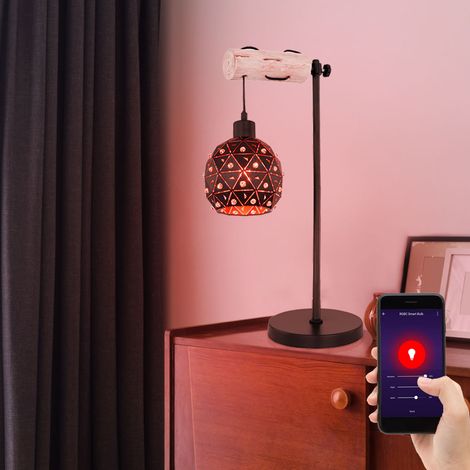 Smart LED Tischlampe dimmbar Tischleuchten schwarz gold Leseleuchte höhenverstellbar, RGB Farbwechsel, Kristalle Metall, 15W 1300lm warmweiß-kaltweiß, LxBxH 34x18x55 cm