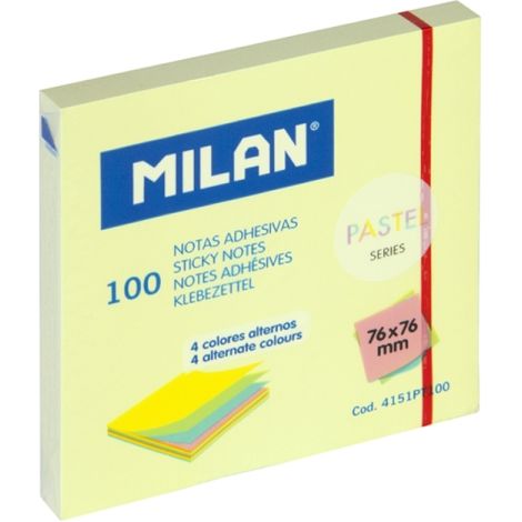 MILAN BLOC NOTAS ADHESIVAS 100 HOJAS 76X76MM SERIE PASTEL C/SURTIDOS