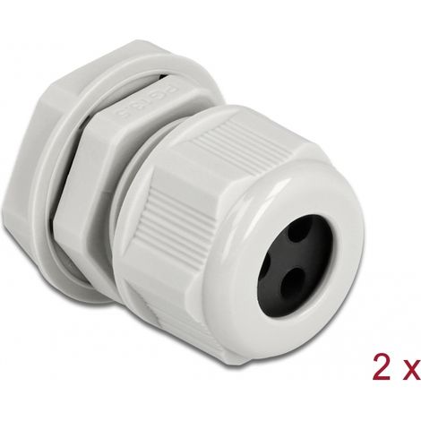 Delock Prensaestopas PG13,5 para cable redondo con tres entradas de cable gris 2 piezas