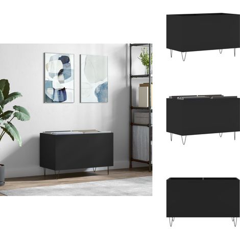Armoire à disques noir 74,5x38x48 cm bois d'ingénierie - Meuble À Disques - Armoire À Vinyle - Rangement Musique - Étagère Disque - Support Tournivelle (1/5)